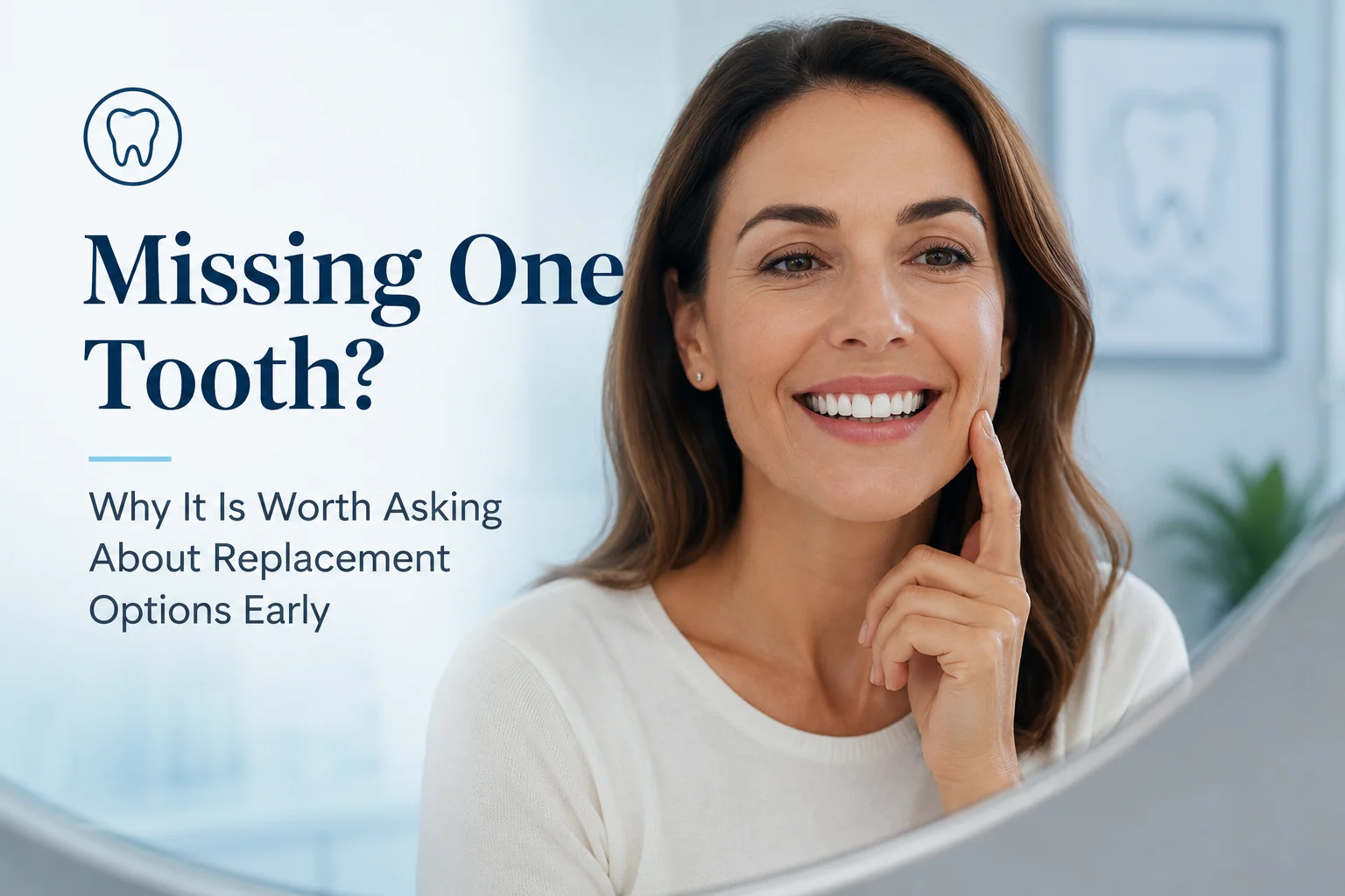 Educational graphic about missing one tooth and replacement options