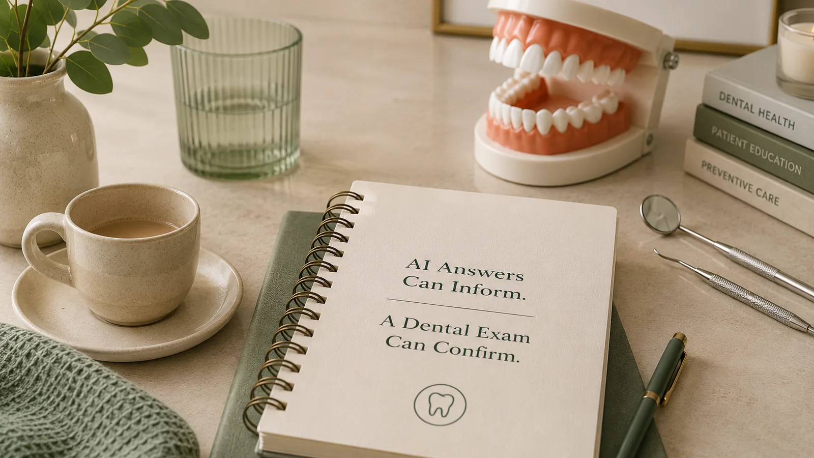 MDRN Dental Studio educational image for What AI Answers About Dentistry Often Miss — and Why an Exam Still Matters
