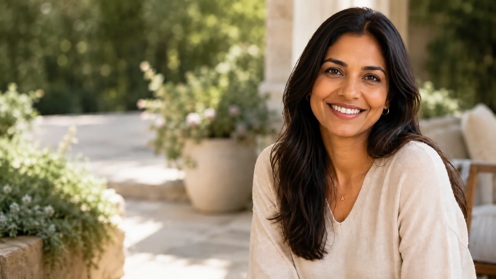 Patient smiling after conservative dental overlay treatment at MDRN Dental Studio in McKinney, TX